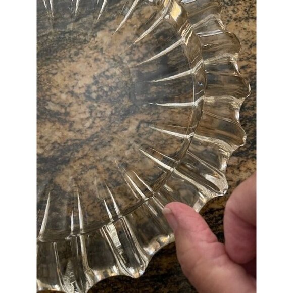 Vintage Fostoria 10" Large 1940's Round Ashtray In A Pressed Clear Glass Design‎ - Picture 9 of 10